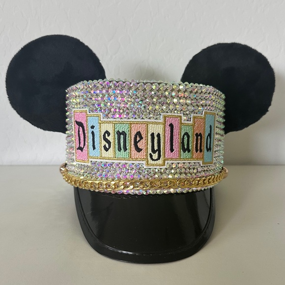Disney Accessories - Custom Disney Train Conductor Hat, Disneyland Sparkling Rhinestone Mickey Ears
